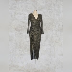 Vince Camuto Black and Gold Long Sleeve Dress